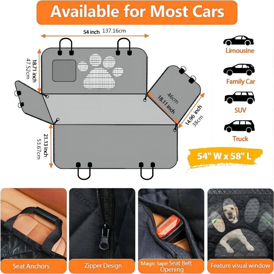Cubierta Impermeable para Asiento de Auto para Perros